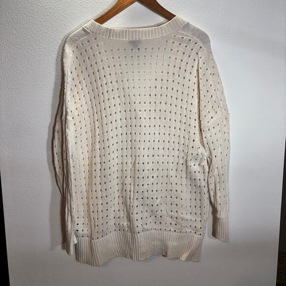 Torrid 1X Ivory Open Knit Button Front Cardigan 100% Cotton Cozy Sweater - Picture 3 of 6